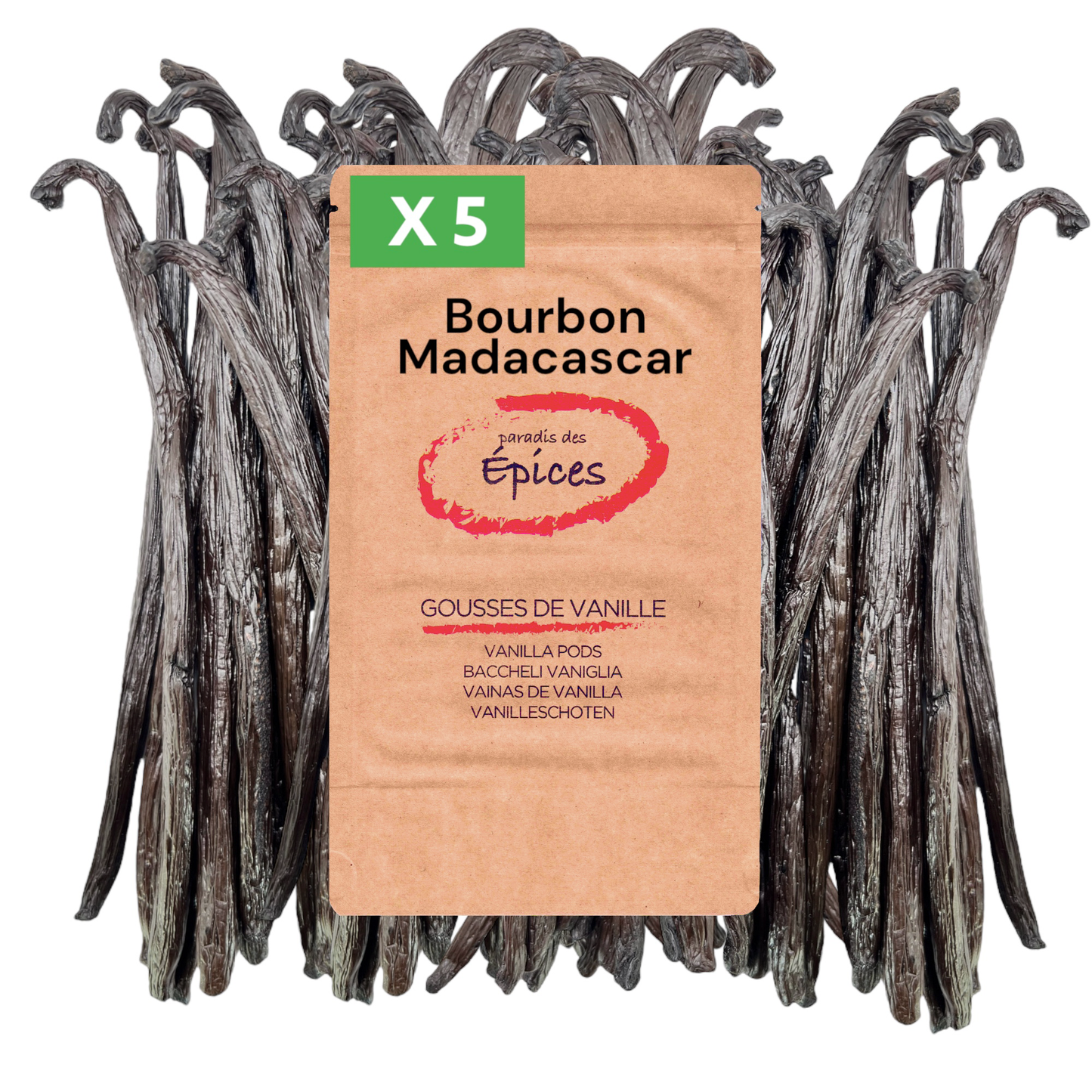 5 Gousses de Vanille noire de Madagascar
