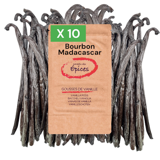 10 gousses de Vanille Bourbon de Madagascar qualité Premium Gourmet 15 à 18cm / 50g